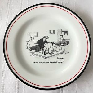 Vintage New Yorker Cartoon Cocktail Plate Restoration Hardware Party Plate